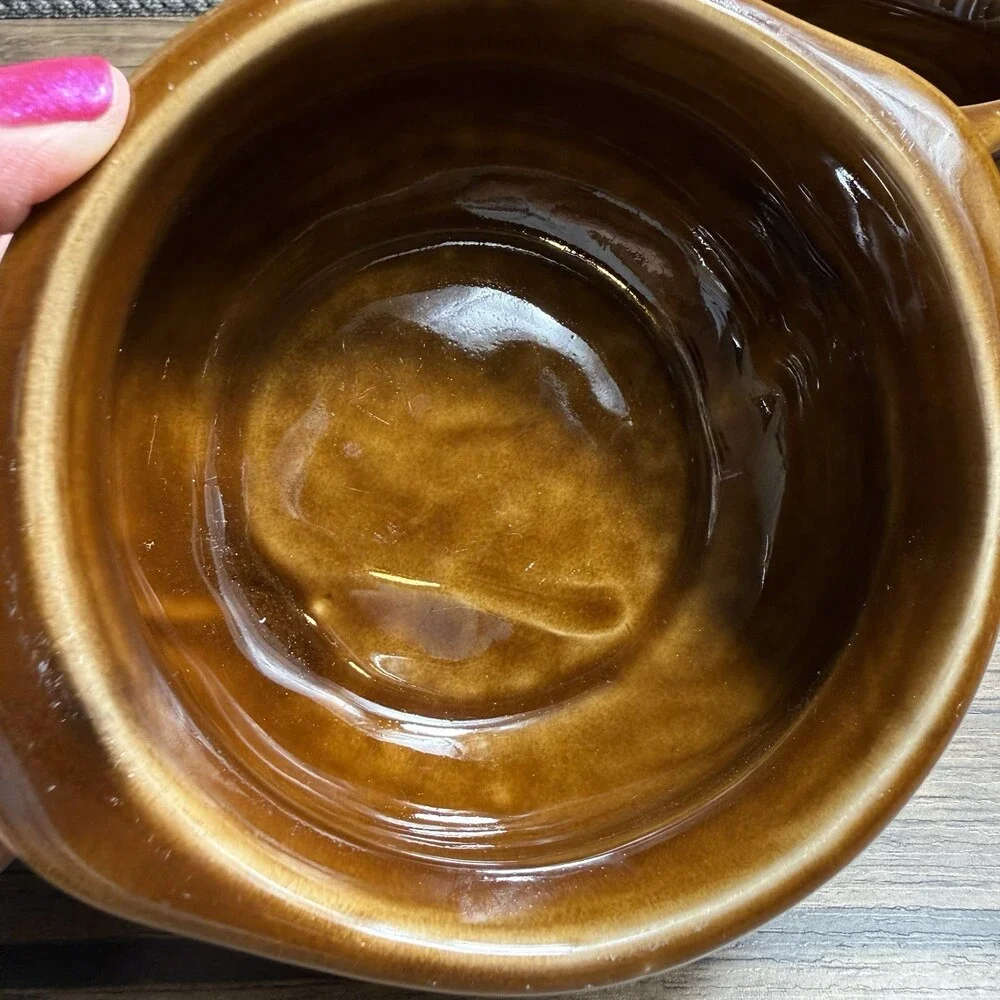 HF Coors China Co CHEFSWARE French Onion Soup Bowl Restaurant Ware Brown Heavy